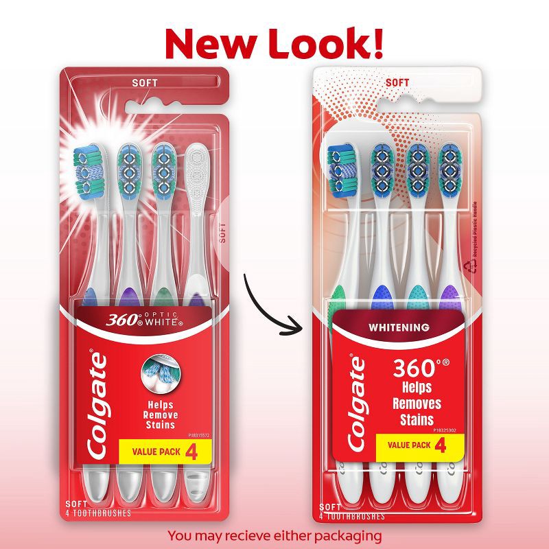 slide 3 of 9, Colgate 360 Optic White Whitening Toothbrush Soft - 4ct, 4 ct