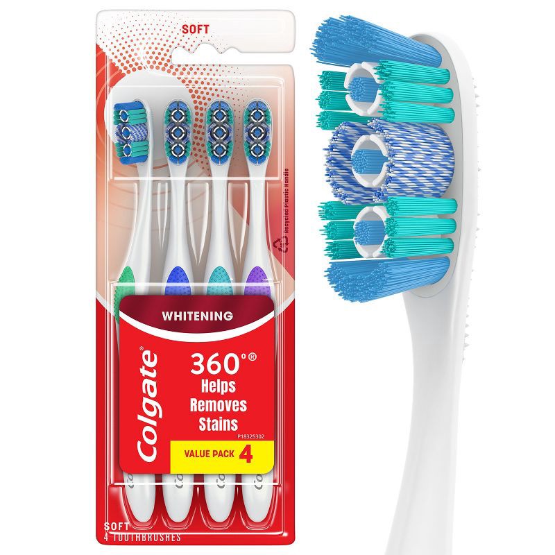 slide 1 of 9, Colgate 360 Optic White Whitening Toothbrush Soft - 4ct, 4 ct