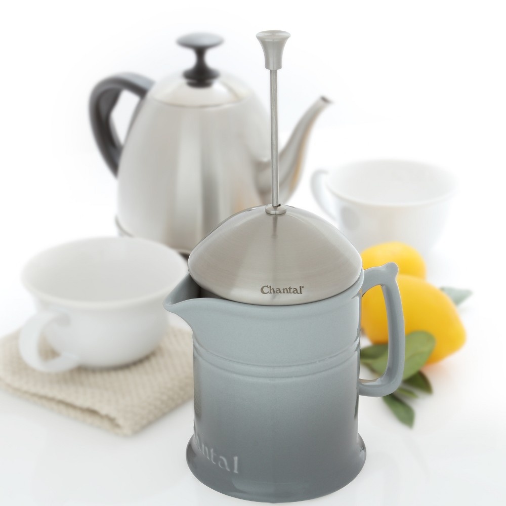 slide 3 of 10, Chantal Ceramic French Press - Fade Gray, 4 cup