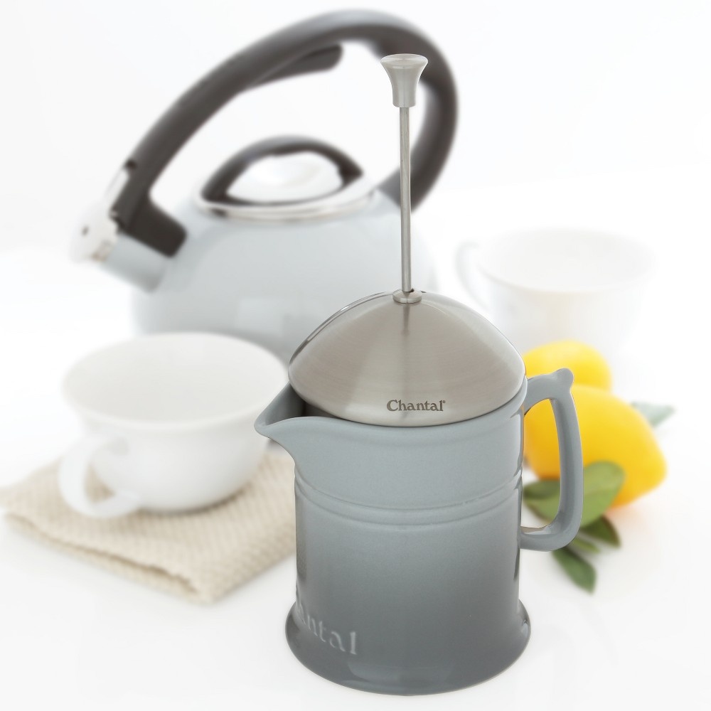 slide 4 of 10, Chantal Ceramic French Press - Fade Gray, 4 cup