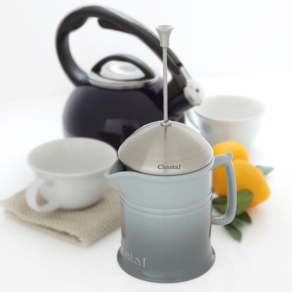 slide 6 of 10, Chantal Ceramic French Press - Fade Gray, 4 cup