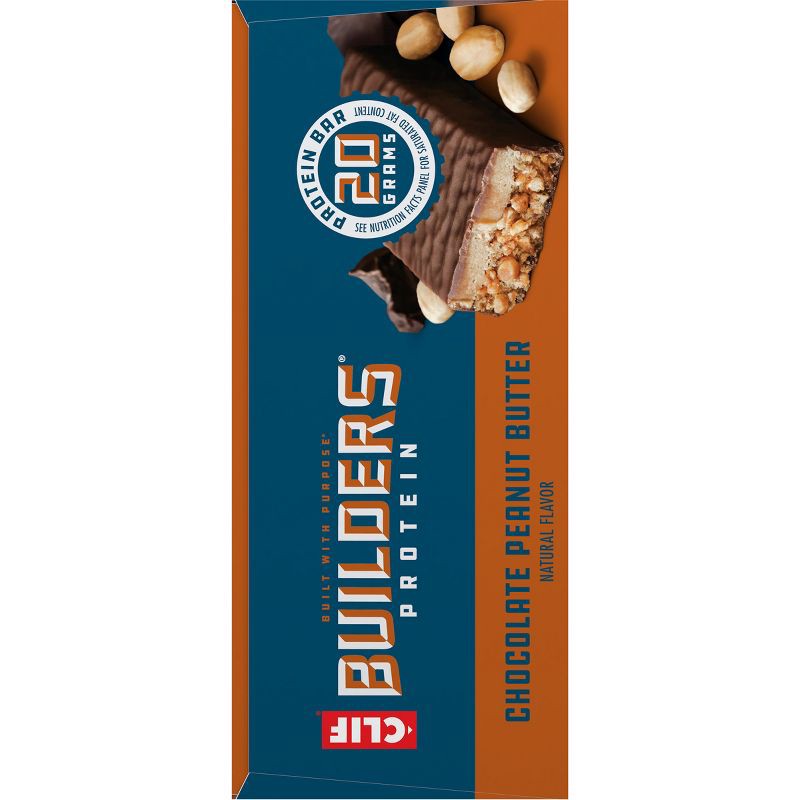 slide 6 of 10, CLIF Builder's CLIF Bar Builders Chocolate Peanut Butter Plant-Based Protein Bar - 20g Protein - 6ct, 20 gram, 6 ct