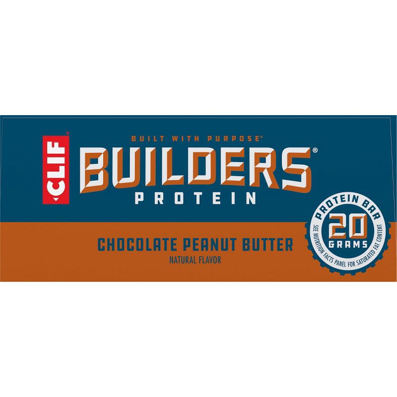 slide 8 of 10, CLIF Builder's CLIF Bar Builders Chocolate Peanut Butter Plant-Based Protein Bar - 20g Protein - 6ct, 20 gram, 6 ct