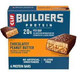 CLIF BUILDERS Chocolatey Peanut Butter 20g Protein Bars - Gluten Free - 2.4oz/6ct: High Protein, Ready to Eat, Plant-Based Protein, Crunchy