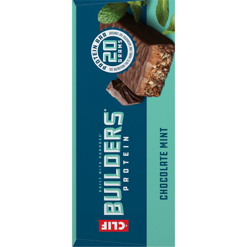 slide 5 of 11, CLIF Builder's CLIF Bar Builder's Chocolate Mint Plant-Based Soy Protein Bars - 20g Protein - 6ct, 20 gram, 6 ct