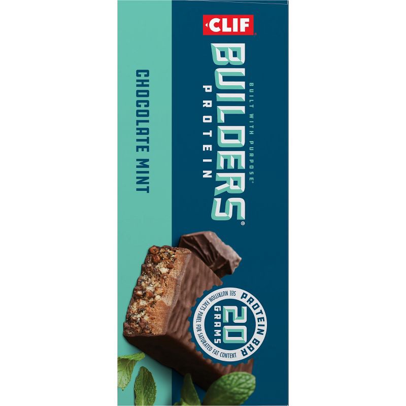 slide 6 of 11, CLIF Builder's CLIF Bar Builder's Chocolate Mint Plant-Based Soy Protein Bars - 20g Protein - 6ct, 20 gram, 6 ct