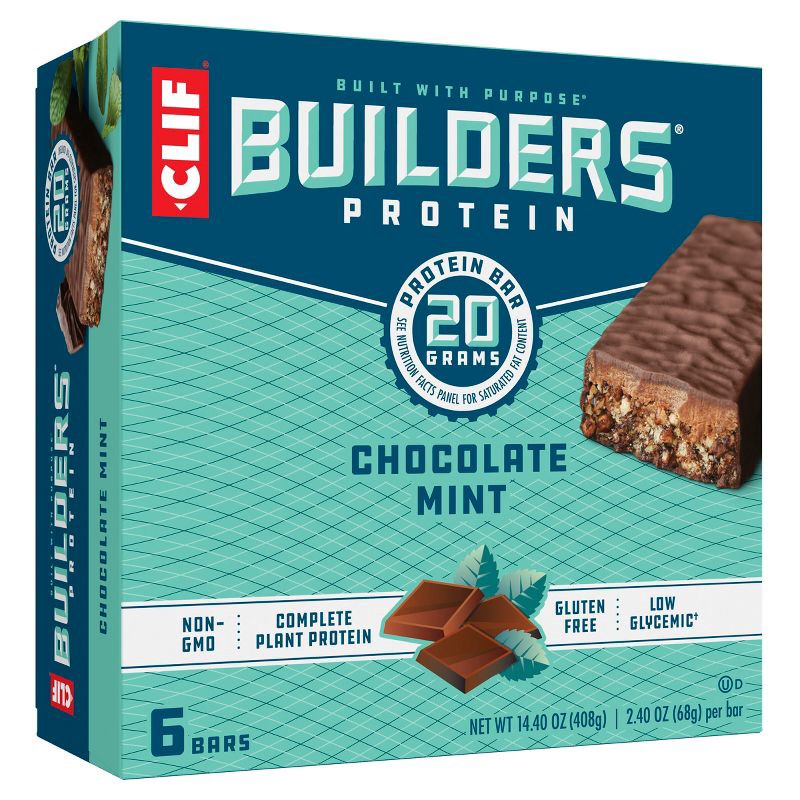 slide 1 of 10, CLIF Builder's CLIF Bar Builder's Protein Bars - Chocolate Mint - 20g Protein - 6ct, 20 gram, 6 ct