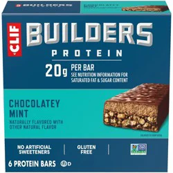 CLIF Builder's Chocolate Mint 20g Protein Bars - Gluten Free - 2.4 oz./6ct