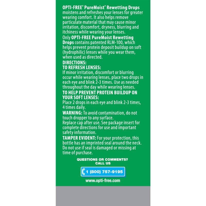 slide 6 of 6, Opti-Free PureMoist Contact Lens Rewetting Drops - 0.4 fl oz, 0.4 fl oz