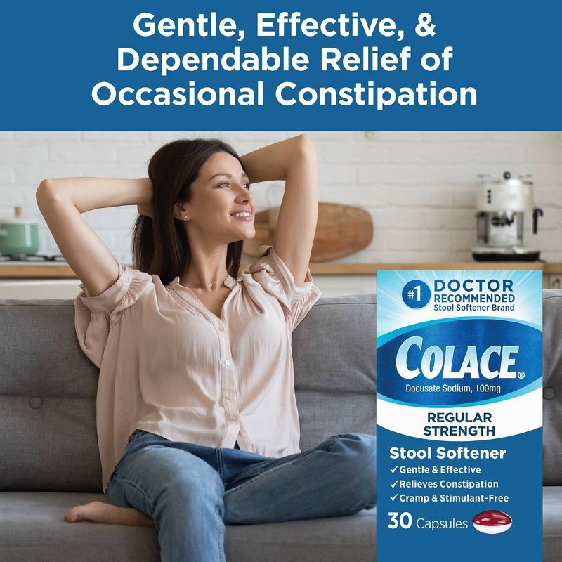 slide 4 of 7, Colace Regular Strength Stool Softener 30ct, 30 ct