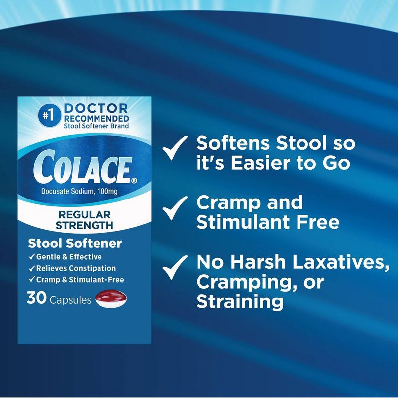 slide 6 of 7, Colace Regular Strength Stool Softener 30ct, 30 ct