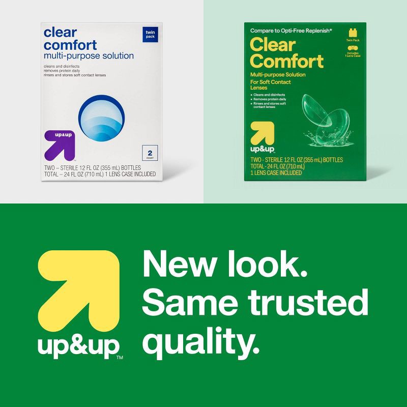 slide 5 of 5, Clear Comfort Multipurpose Contact Lens Solution - 2ct (12 fl oz each) - up&up™, 2 ct; 12 fl oz