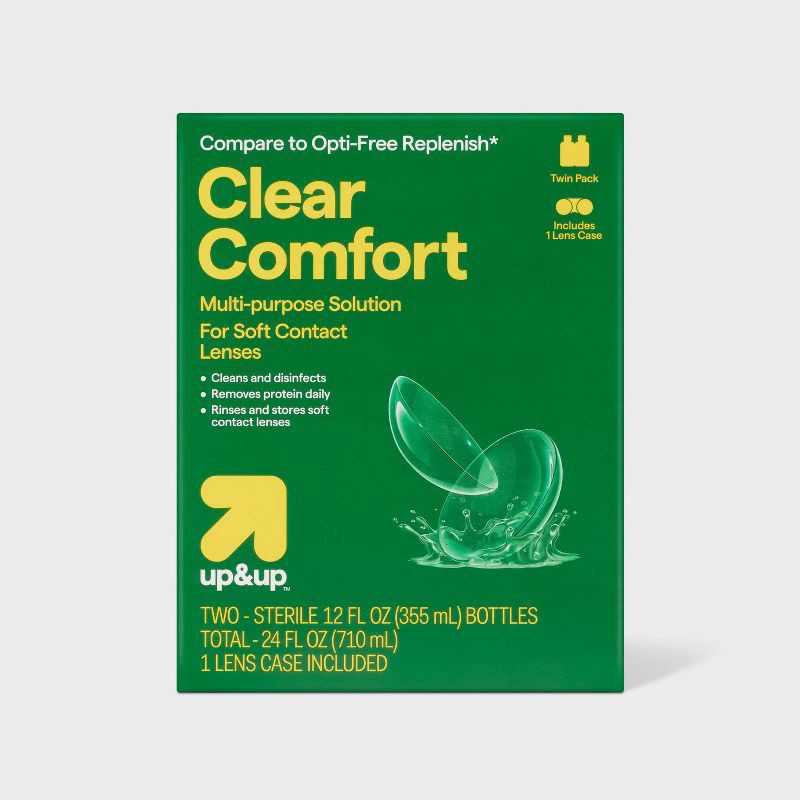 slide 1 of 5, Clear Comfort Multipurpose Contact Lens Solution - 2ct (12 fl oz each) - up&up™, 2 ct; 12 fl oz