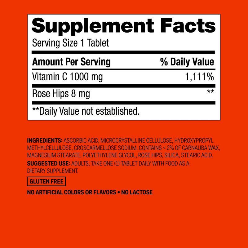 slide 5 of 5, Vitamin C 1000mg with Rose Hips Tablets - 375 Tablets - up&up™, 1000mg, 375 tablets