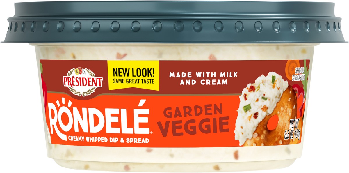 slide 2 of 9, Président Rondele Garden Vegetable Creamy Whipped Dip & Spread Cheese, 6.5 oz