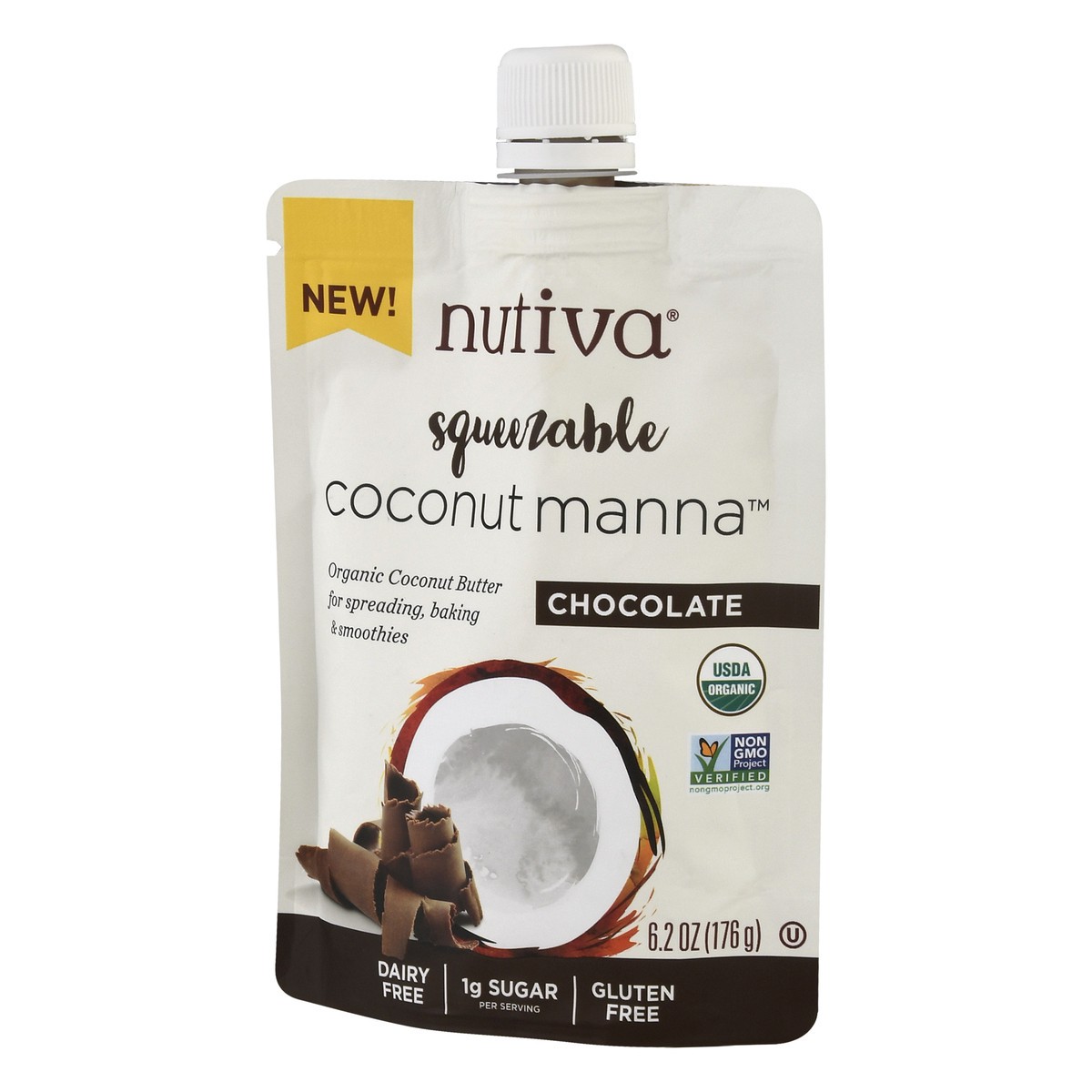 slide 3 of 9, Nutiva Squeezable Chocolate Coconut Manna 6.2 oz, 6.2 oz