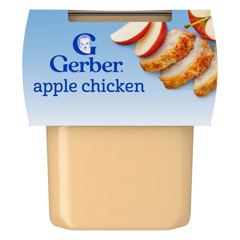 slide 1 of 8, Gerber Baby Food Stage 2 Apple Chicken Puree Tub 2 - 4oz/2ct, 2 x 4 oz, 2 ct