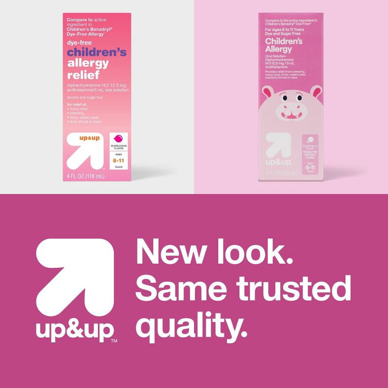 slide 5 of 5, Children's Diphenhydramine Allergy Relief Liquid - Bubblegum - 4 fl oz - up&up™, 4 fl oz