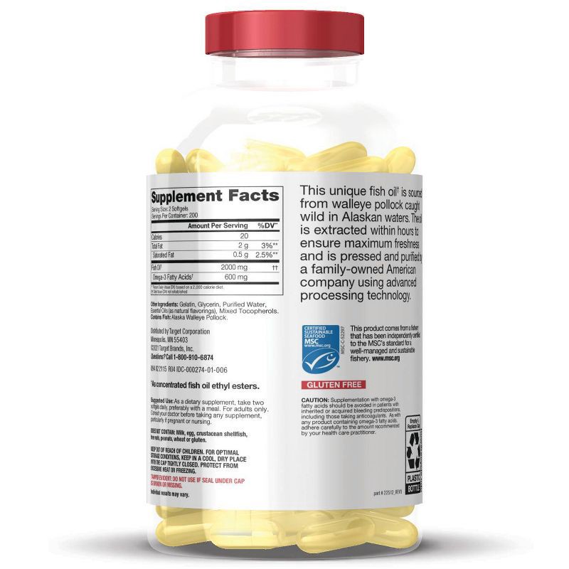 slide 2 of 4, 100% Wild Alaskan Fish Oil Dietary Supplement Softgels - 400ct - up&up™, 400 ct
