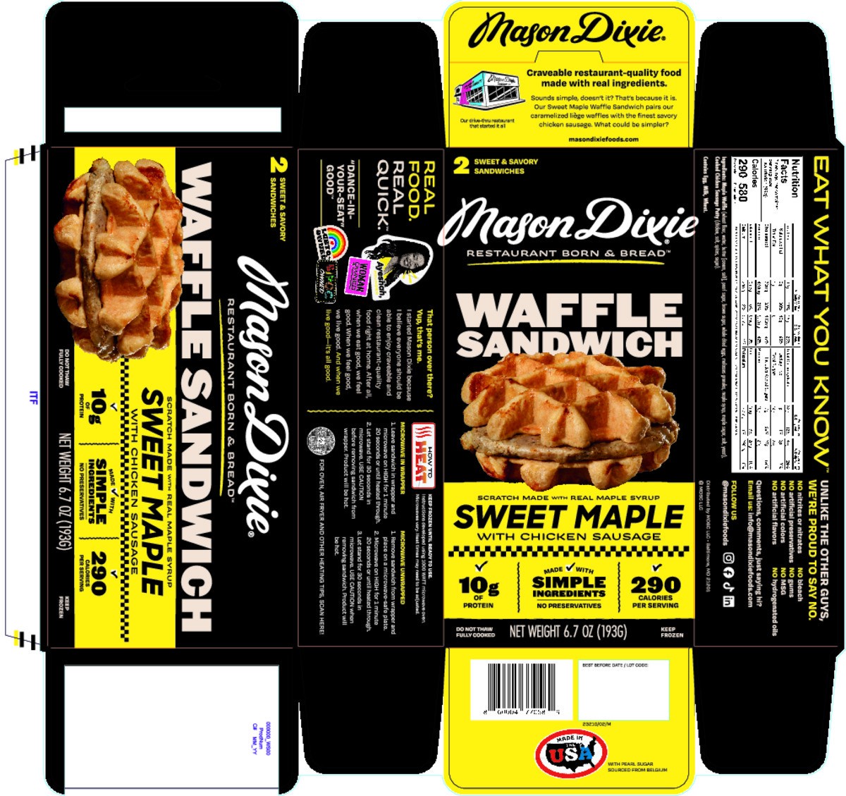 slide 13 of 13, Mason Dixie Biscuits Sweet Maple Waffle Sandwich With Chicken Sausage, 2 ct