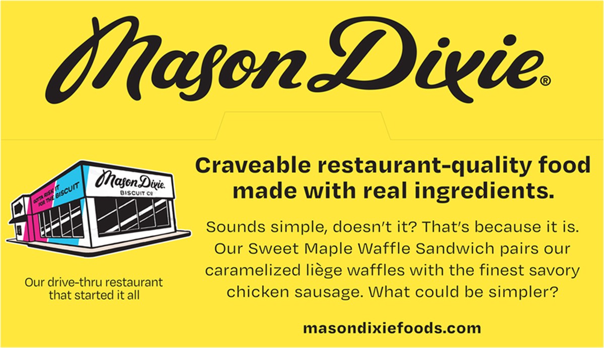 slide 7 of 13, Mason Dixie Biscuits Sweet Maple Waffle Sandwich With Chicken Sausage, 2 ct