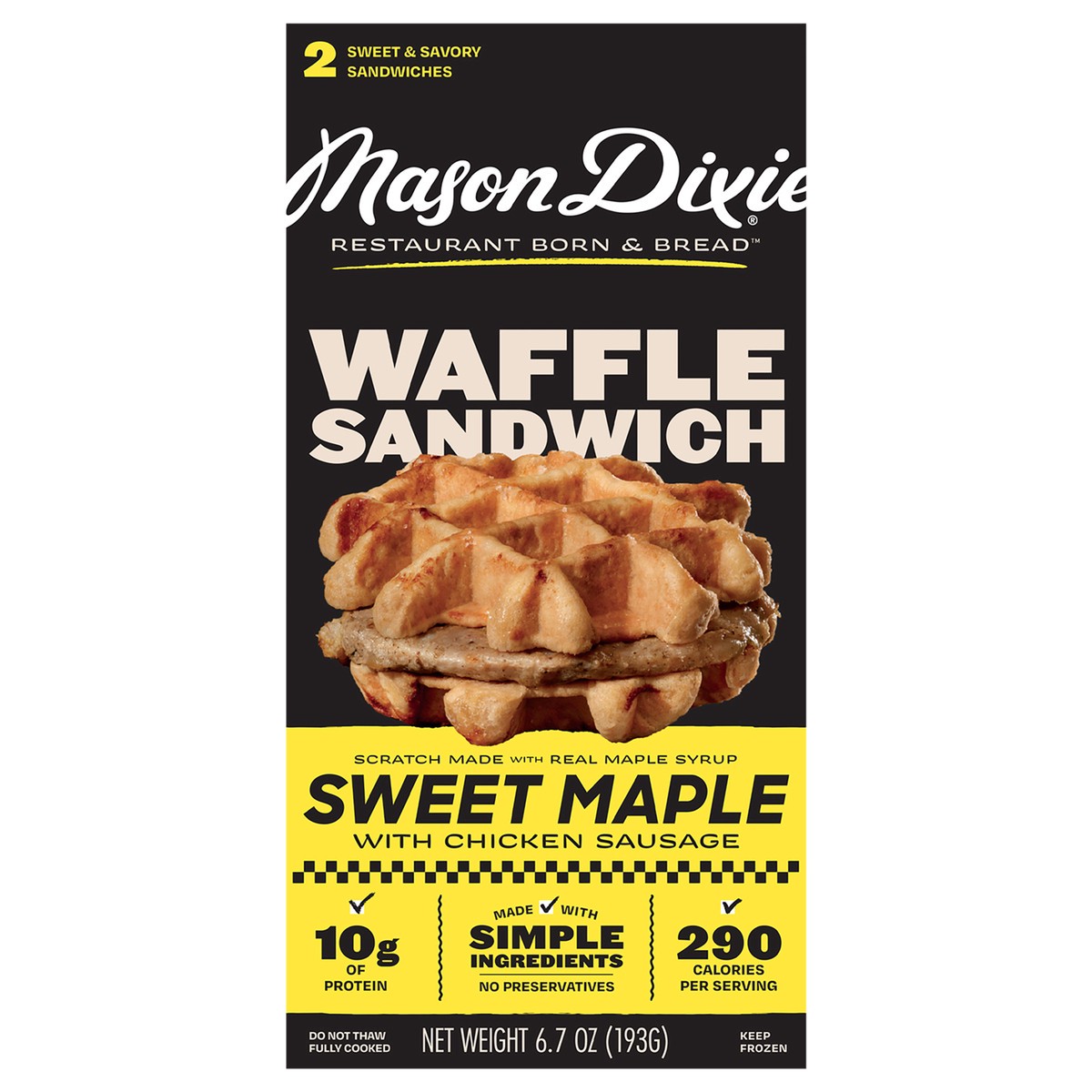 slide 10 of 13, Mason Dixie Biscuits Sweet Maple Waffle Sandwich With Chicken Sausage, 2 ct