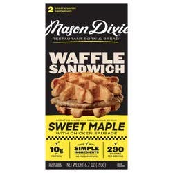 Mason Dixie Biscuits Sweet Maple Waffle Sandwich With Chicken Sausage