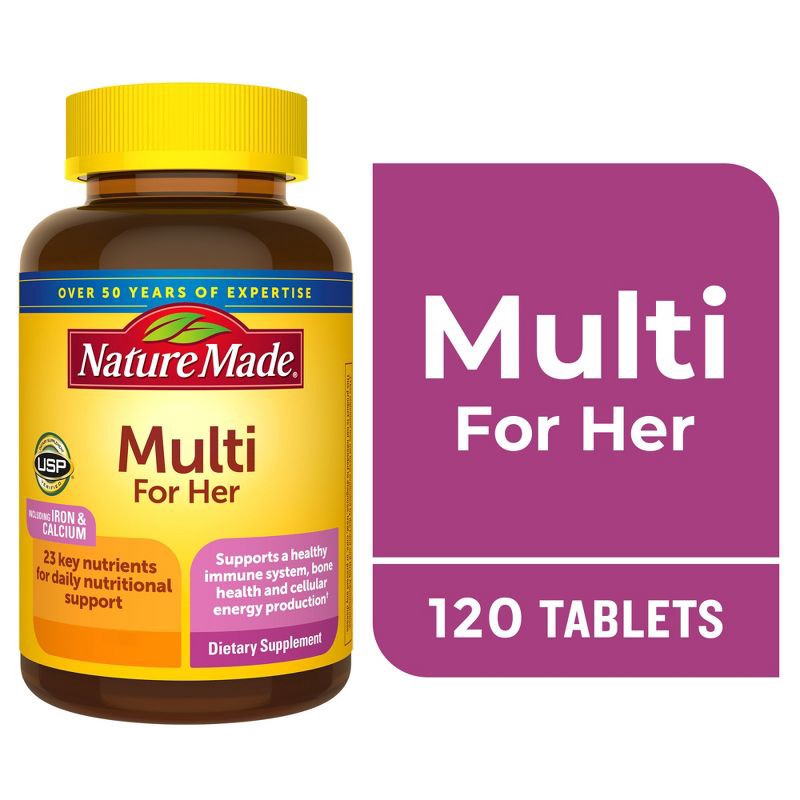 slide 3 of 9, Nature Made Multi for Her - Women's Multivitamin Tablets - 120ct, 120 ct