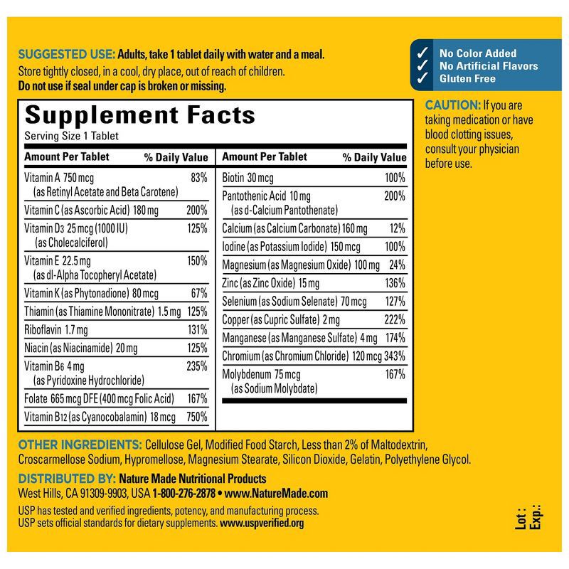 slide 3 of 9, Nature Made Multi for Him with No Iron - Men's Multivitamin Nutritional Support Tablets - 120ct, 120 ct