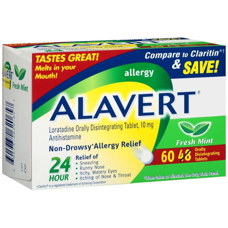 slide 3 of 5, Alavert 24-Hour Allergy Relief Dissolving Tablets - Loratadine - Fresh Mint Flavor - 60ct, 60 ct