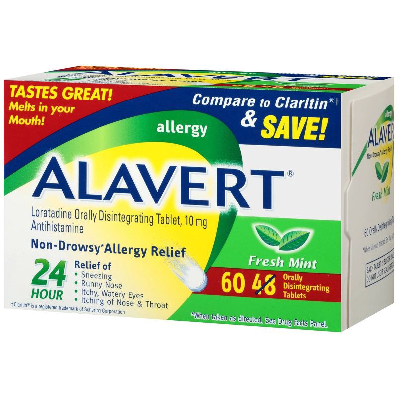 slide 2 of 5, Alavert 24-Hour Allergy Relief Dissolving Tablets - Loratadine - Fresh Mint Flavor - 60ct, 60 ct
