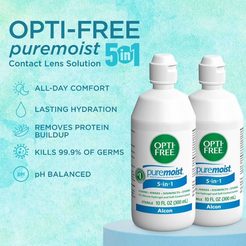 slide 3 of 7, Opti-Free PureMoist Multi-Purpose Disinfecting Contact Lens Solution - 20 fl oz, 20 fl oz