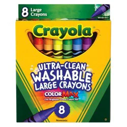 Crayola 8ct Washable Large Crayons, Toddler School Supplies, Classroom Essentials for Preschool Teachers, Easy Grip, Coloring Gift, Ages 3+