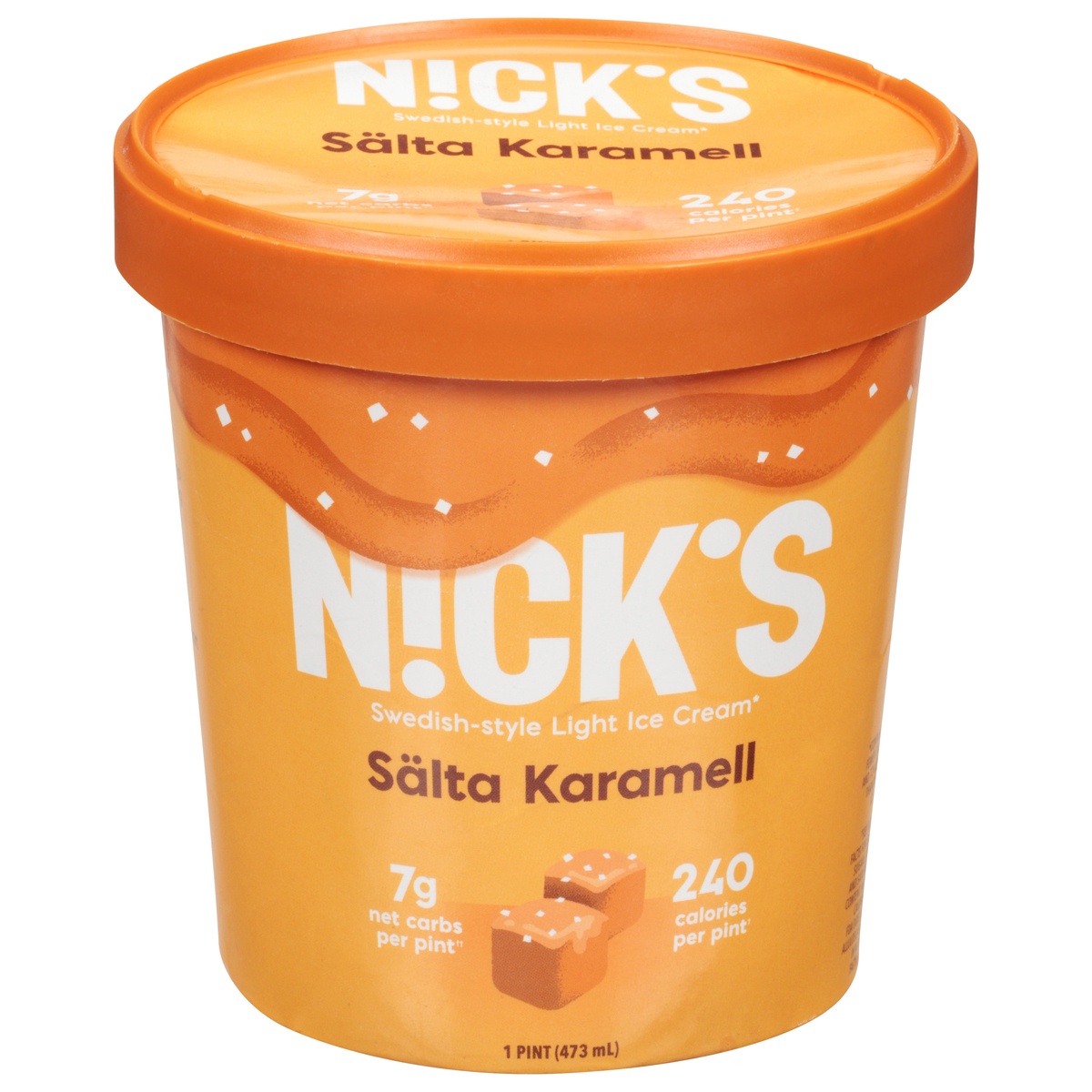 slide 1 of 1, Nick's Light Salta Karamell Ice Cream 1 pt Cup\Tub, 