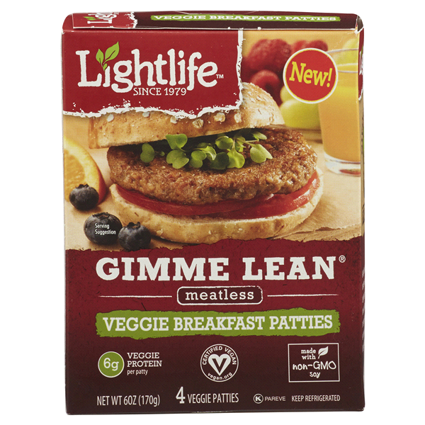 slide 1 of 1, Lightlife Gimme Lean Meatless Veggie Breakfast Patties,, 6 oz