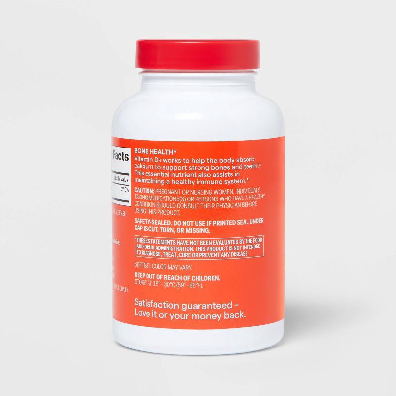 slide 4 of 5, Vitamin D3 2000 IU (50 mcg) Bone Health and Immune Support Softgels - 500ct - up&up™, 500 ct