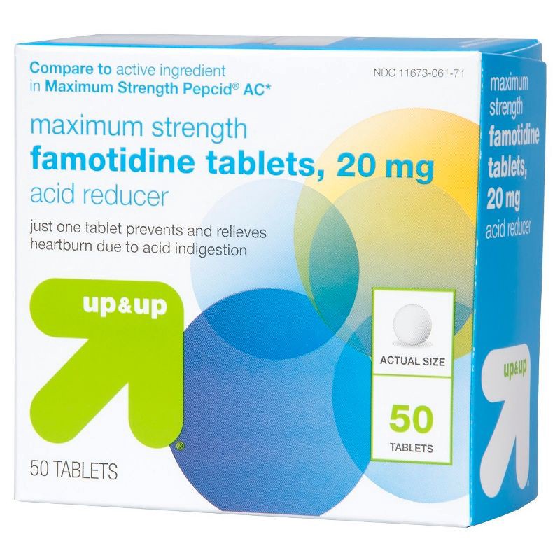 slide 6 of 6, Famotidine 20mg Maximum Strength Acid Reducer Tablets - 50ct - up&up™, 20mg, 50 ct