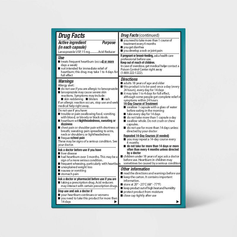 slide 3 of 7, Lansoprazole 15mg Acid Reducer Delayed Release Capsules - 42ct - up&up™, 42 ct; 15 mg