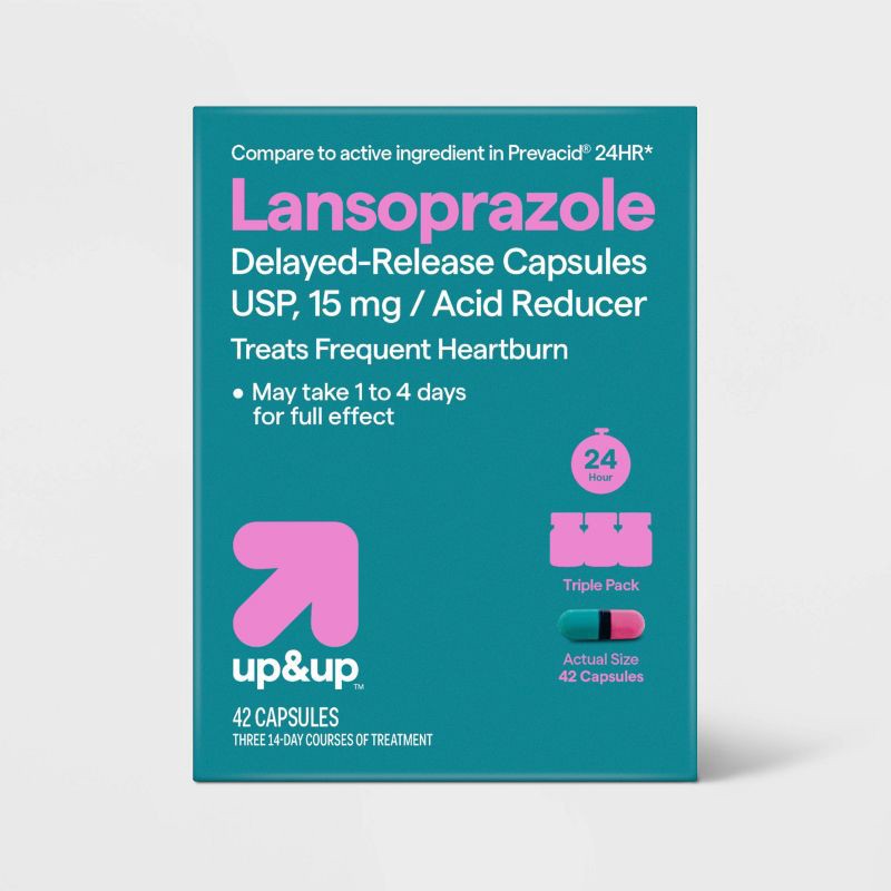 slide 1 of 7, Lansoprazole 15mg Acid Reducer Delayed Release Capsules - 42ct - up&up™, 42 ct; 15 mg