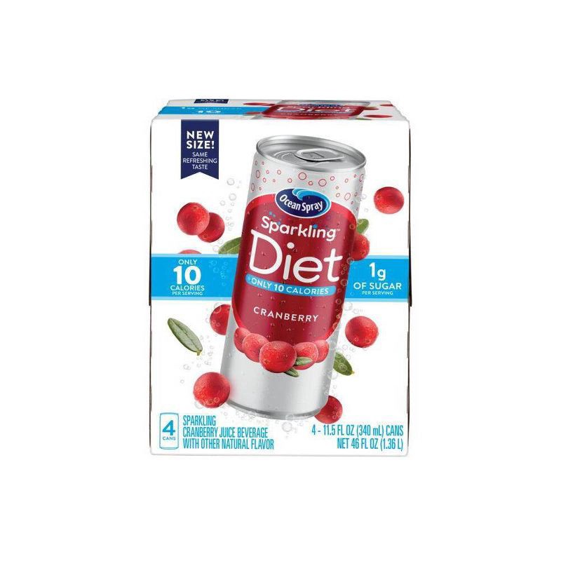 slide 1 of 4, Ocean Spray Sparkling Diet Cranberry - 4pk/11.5 fl oz Cans, 4 ct; 11.5 fl oz
