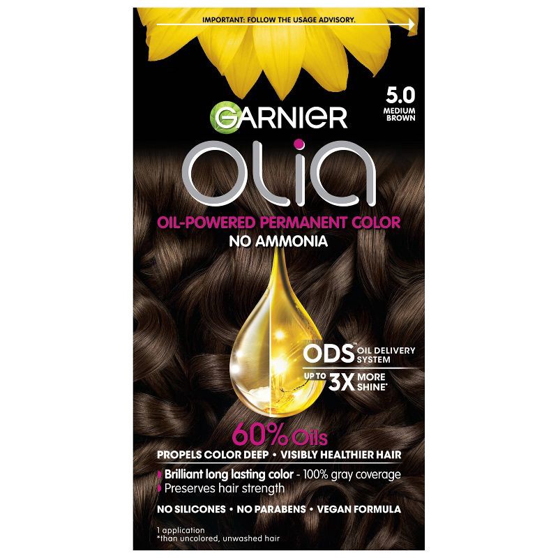 slide 1 of 9, Garnier Olia Brilliant Color - 5.0 Medium Brown - 6.3 fl oz, 6.3 fl oz