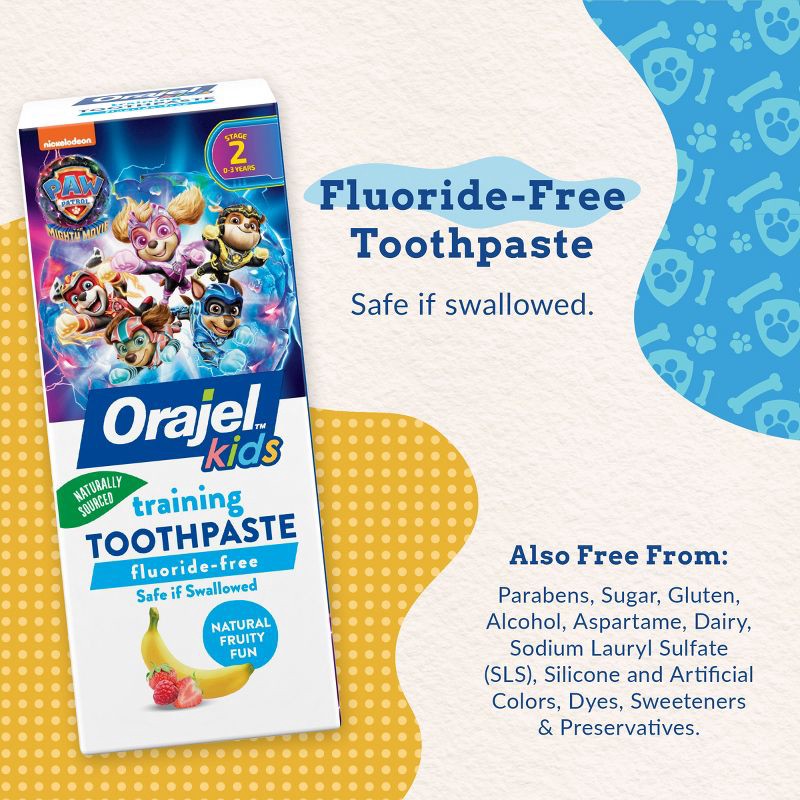 slide 5 of 11, Orajel Kids Paw Patrol Fluoride-Free Training Toothpaste - Fruity Fun - 1.5oz, 1.5 oz