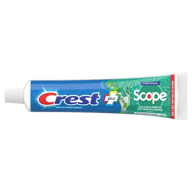 slide 10 of 10, Crest + Scope Complete Whitening Toothpaste, Minty Fresh - 5.4oz/2pk, 5.4 oz, 2 ct