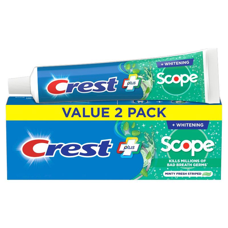 slide 1 of 10, Crest + Scope Complete Whitening Toothpaste, Minty Fresh - 5.4oz/2pk, 5.4 oz, 2 ct