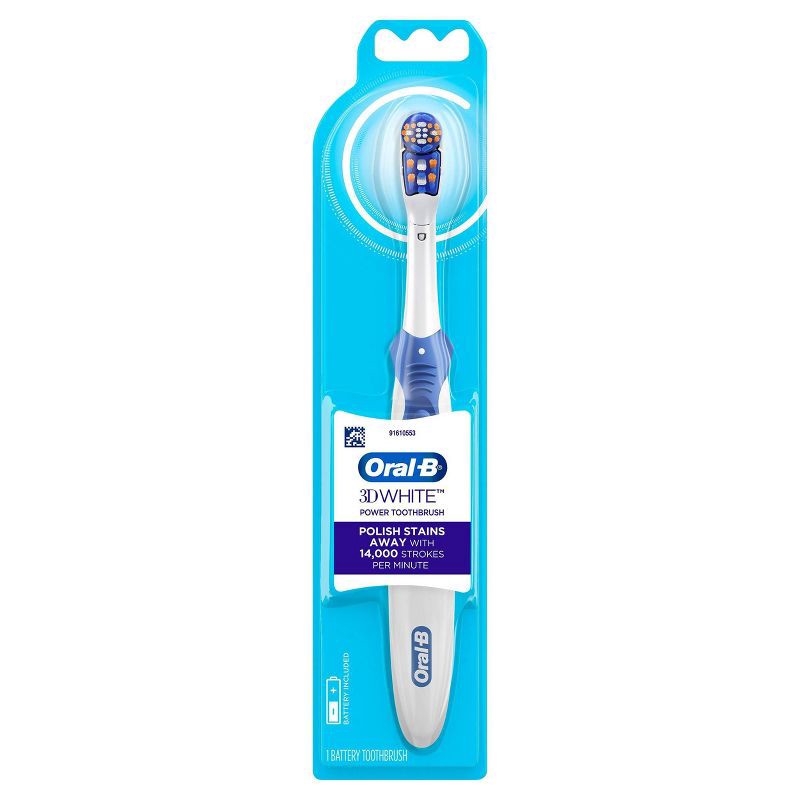 slide 1 of 8, Oral-B 3D White Battery Power Electric Toothbrush - 1ct, 1 ct