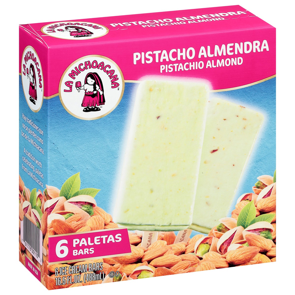 slide 8 of 9, Helados Mexico Pistachio Almond Ice Cream Bars 6 ea, 6 ct