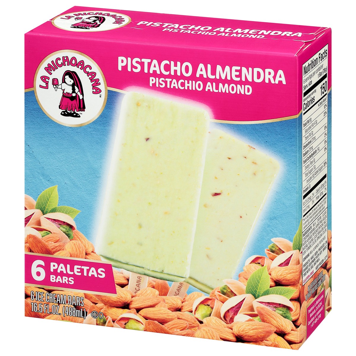 slide 3 of 9, Helados Mexico Pistachio Almond Ice Cream Bars 6 ea, 6 ct