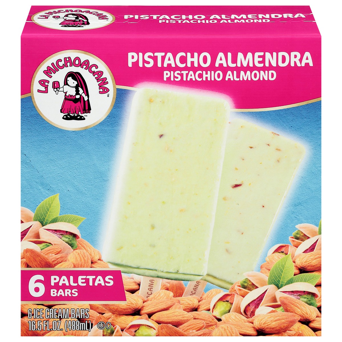 slide 1 of 9, Helados Mexico Pistachio Almond Ice Cream Bars 6 ea, 6 ct