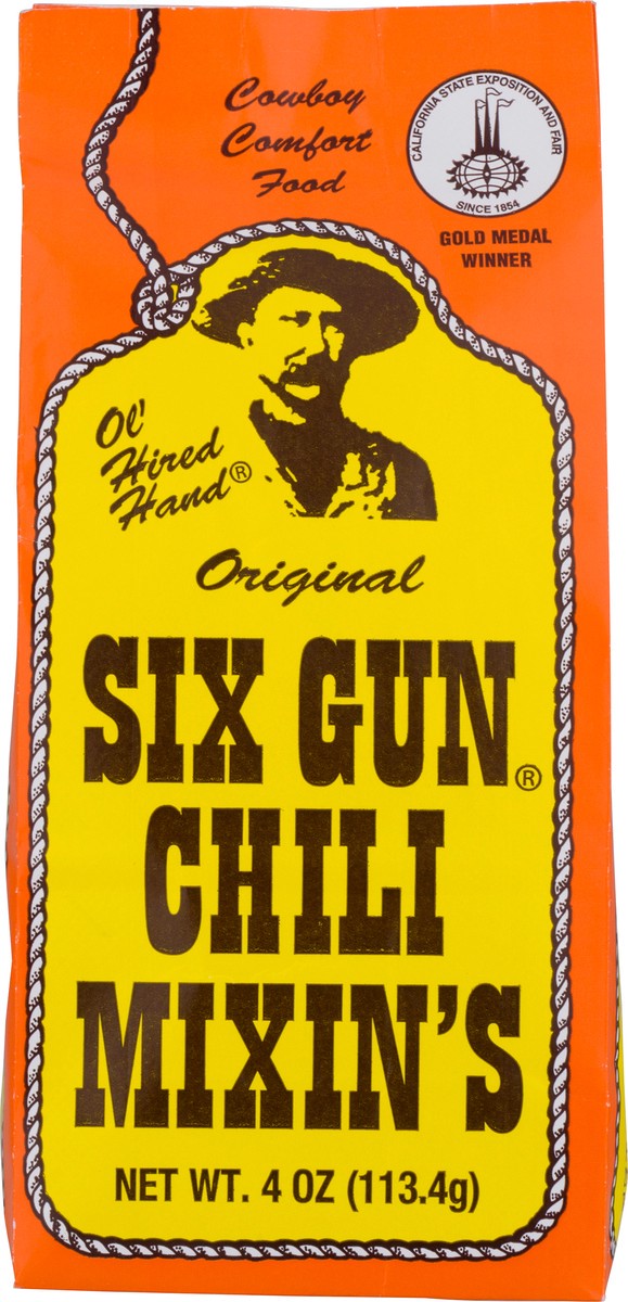 slide 3 of 13, Six Gun Chili Mixin's Original Spices 4 oz, 4 oz