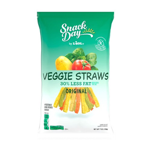 slide 1 of 1, Snack Day veggie snacks, straws, 7 oz